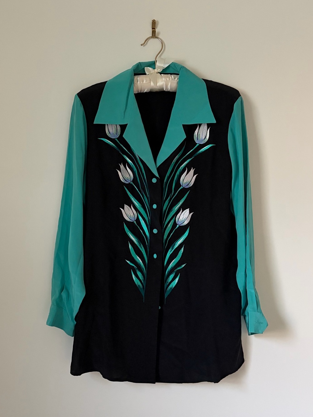 Bob Mackie Floral Tulip Button Down Shirt